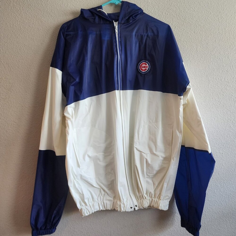 Vtg 1991 Chicago Cubs Jacket Mens XL Blue White MLB Baseball Rain Windbreaker